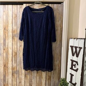 Elegant Navy Lace Dress